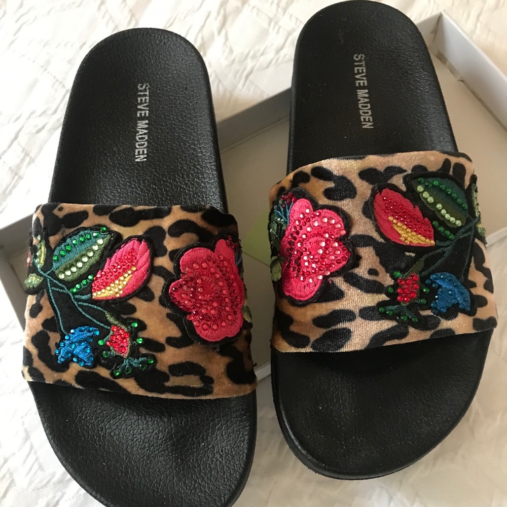 Steve Madden embellished slides